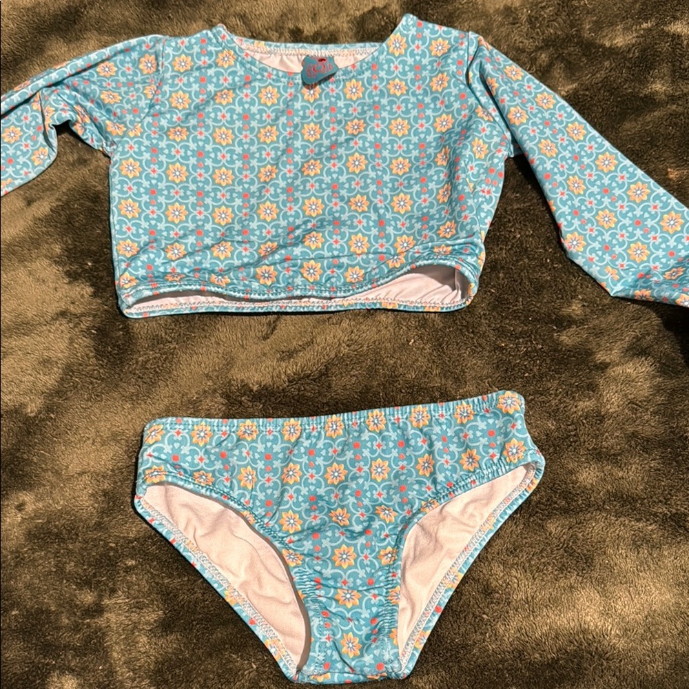 Blue and Orange Rashguard Swimwear for Active Water Adventures